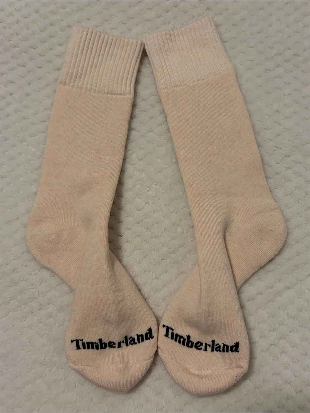 NWOT Timberland Unisex Light Beige Cushioned Crew Socks - 1 Pair Medium